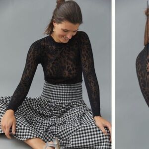 Anthropologie NWT Current Air Burnout Lace Top Size S.